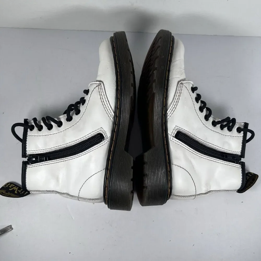 Dr. Doc Martens 1460J Lace Up White Combat Boots Youth Size 12